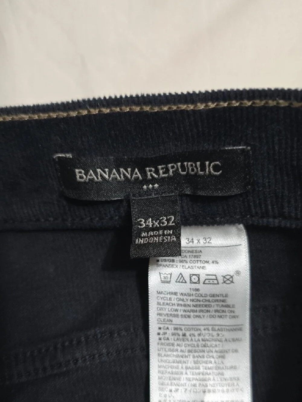 Banana Republic Navy Corduroy Waistband Pants